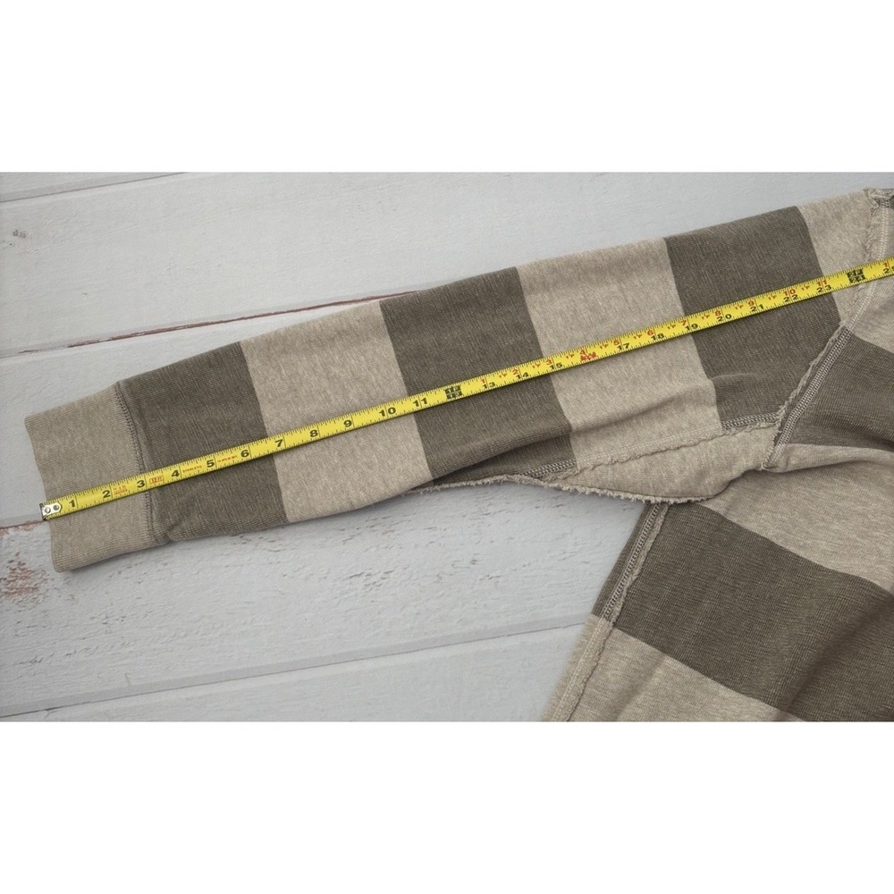 Vintage Gap Sweatshirt‎ Mens Large Tan  Pullover Crewneck Khaki Stripe Raw Edge - Picture 6 of 7